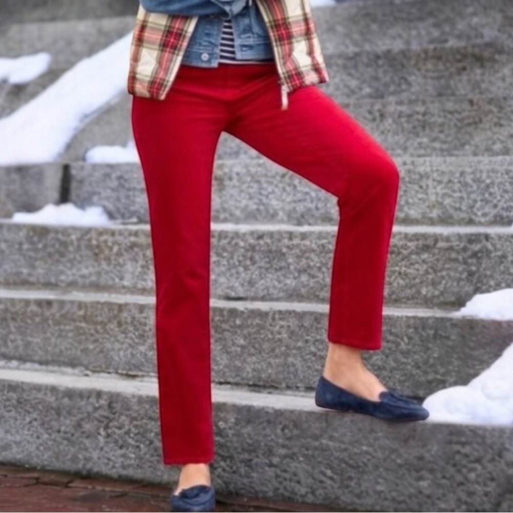 Talbots Velvet Pants Burgundy Red Corduroy Heritage Straight Leg High Rise 16W